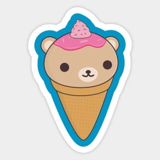 Kawaii Ice Cream Bear T-Shirt Sticker